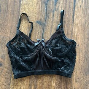 VENUS Black Lace Bralette with Bow Detail